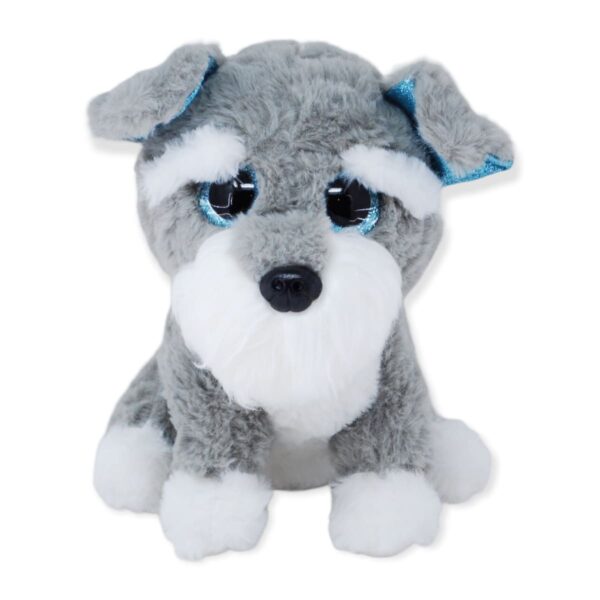 perro schnauzer de peluche color gris